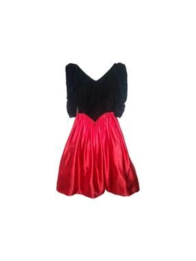 Vtg 90s Scott McClintock Prom Formal Dress Velvet Red 6 Big Bow Crinoline NOS